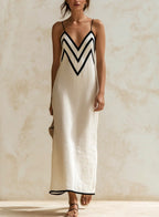 Nerea · Vestido maxi con bordes en contraste