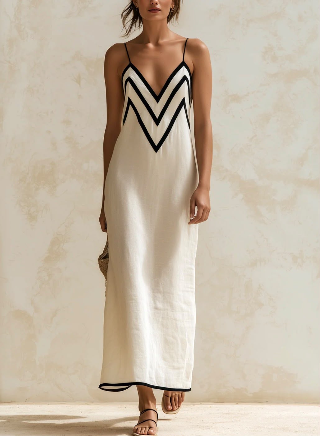 Nerea · Vestido maxi con bordes en contraste