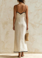 Nerea · Vestido maxi con bordes en contraste