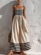 Noelia · Vestido maxi bicolor con tirantes finos