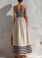 Noelia · Vestido maxi bicolor con tirantes finos
