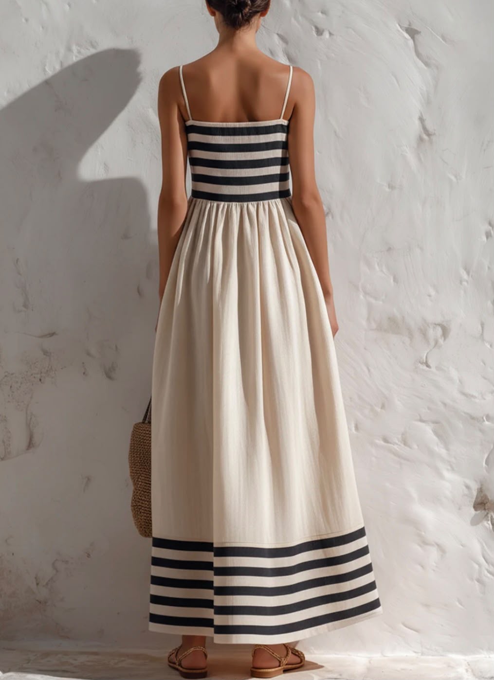Noelia · Vestido maxi bicolor con tirantes finos