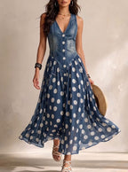 Sandra · Vestido midi de gasa con lunares