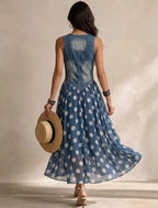 Sandra · Vestido midi de gasa con lunares